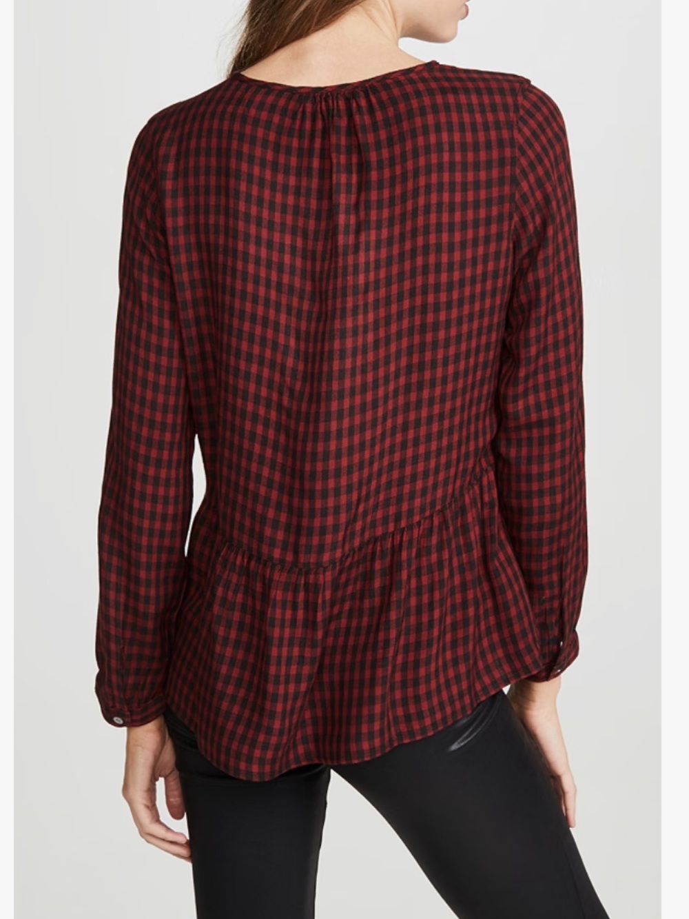 Rails Celeste Garnet Ash Check Plaid Flannel Peplum Top Casual Cozy Size S - Picture 3 of 11
